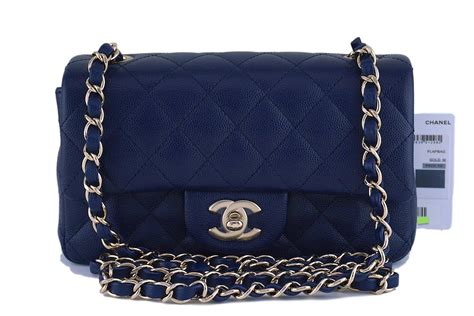 chanel navy blue classic bag|Chanel blue jean bag.